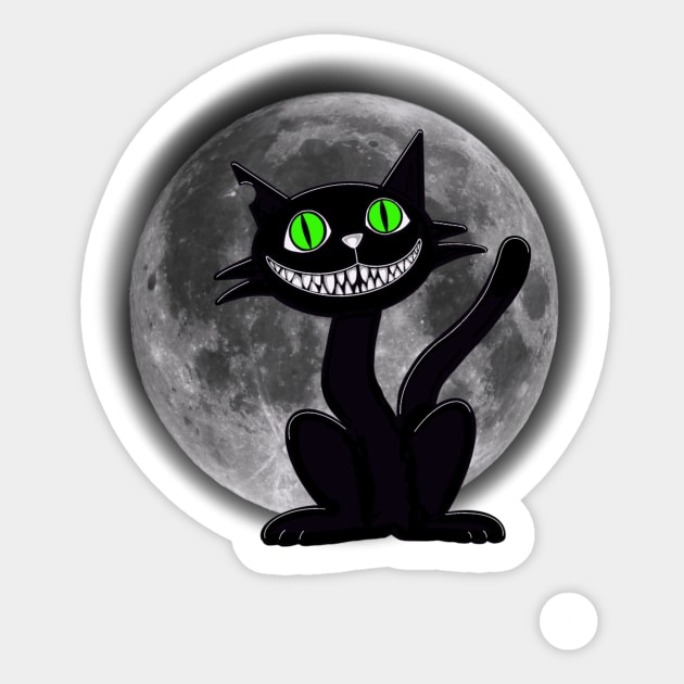 Smiling Green Eyed Moon Cat Sticker by ARTHE